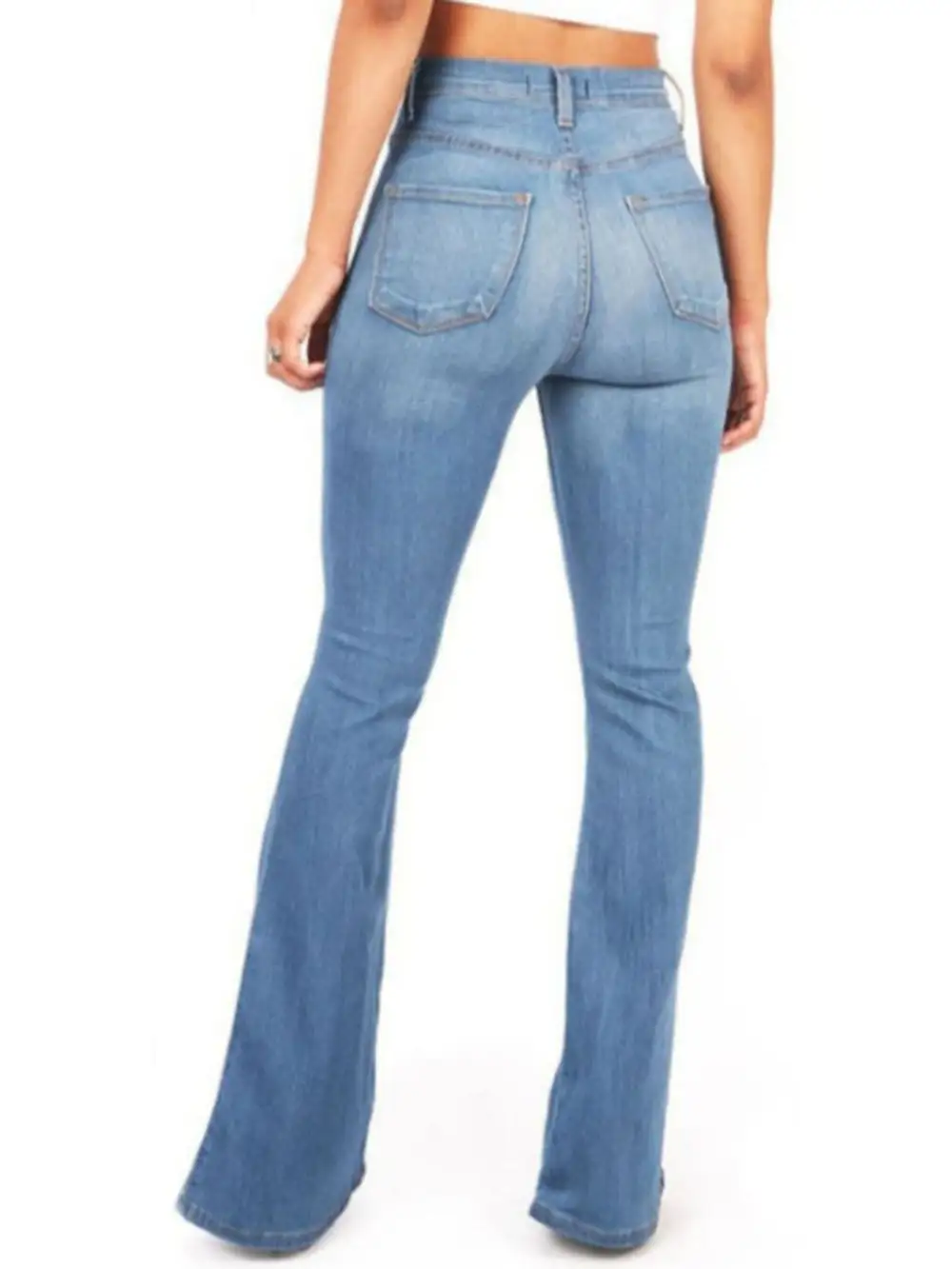Soft High Waist Flare Leg Denim Jeans