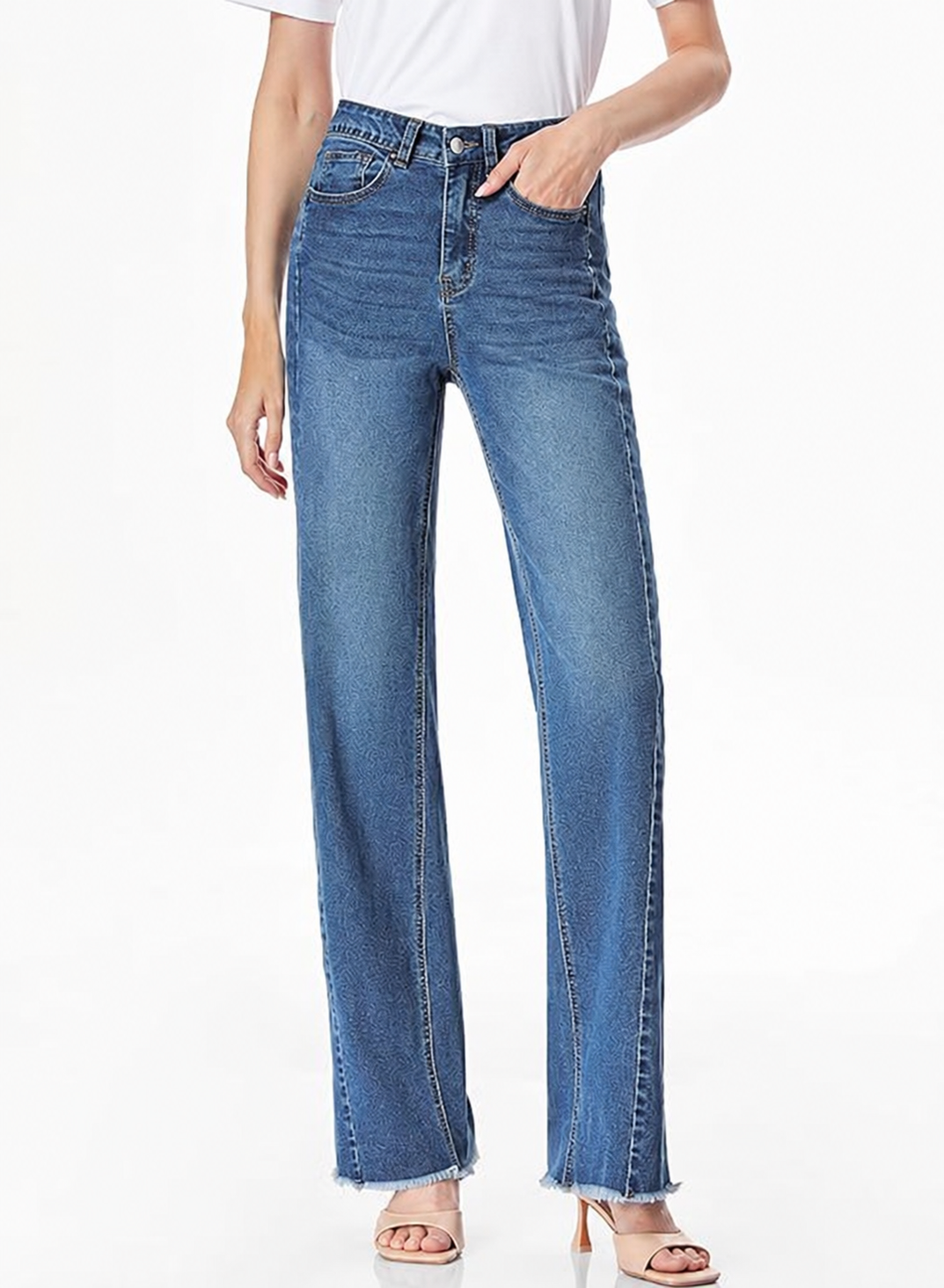 Women’s Wide Leg Jeans High Waisted Stretchy Denim Pants