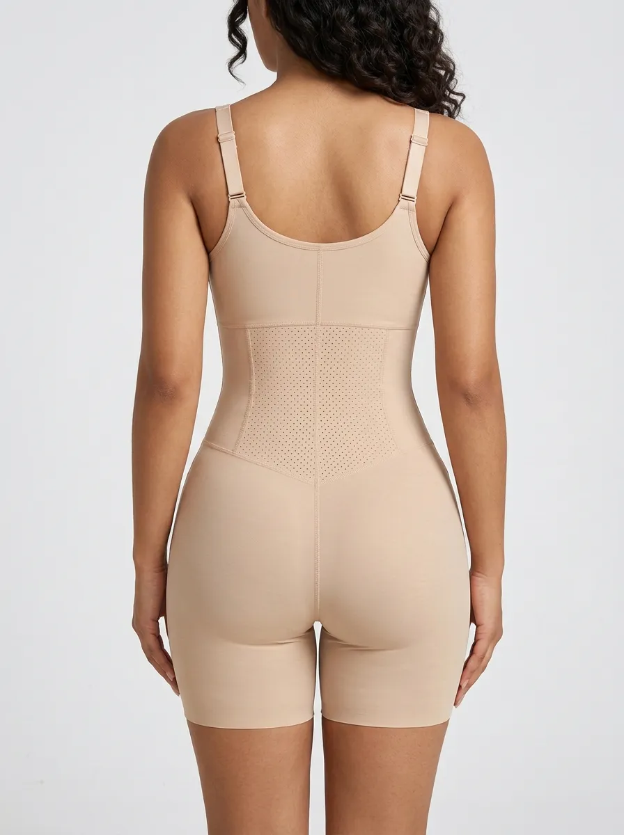Modern Layered Women's Zip-Front Shaping Bodysuit