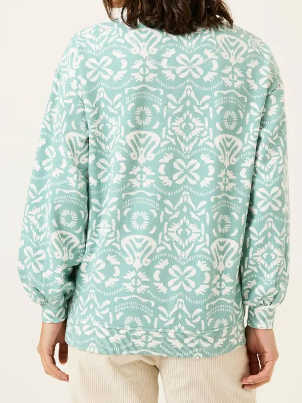 Jade Green Alex Geo Print Crew Sweatshirt