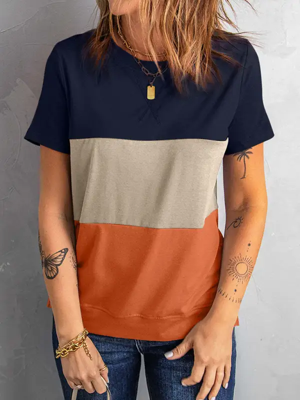 Comfortable Round-Neck Collared Short-Sleeve Knit T-Shirt