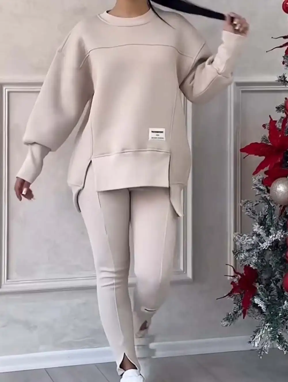 Irregular Long-Sleeved Sweatshirt Suit