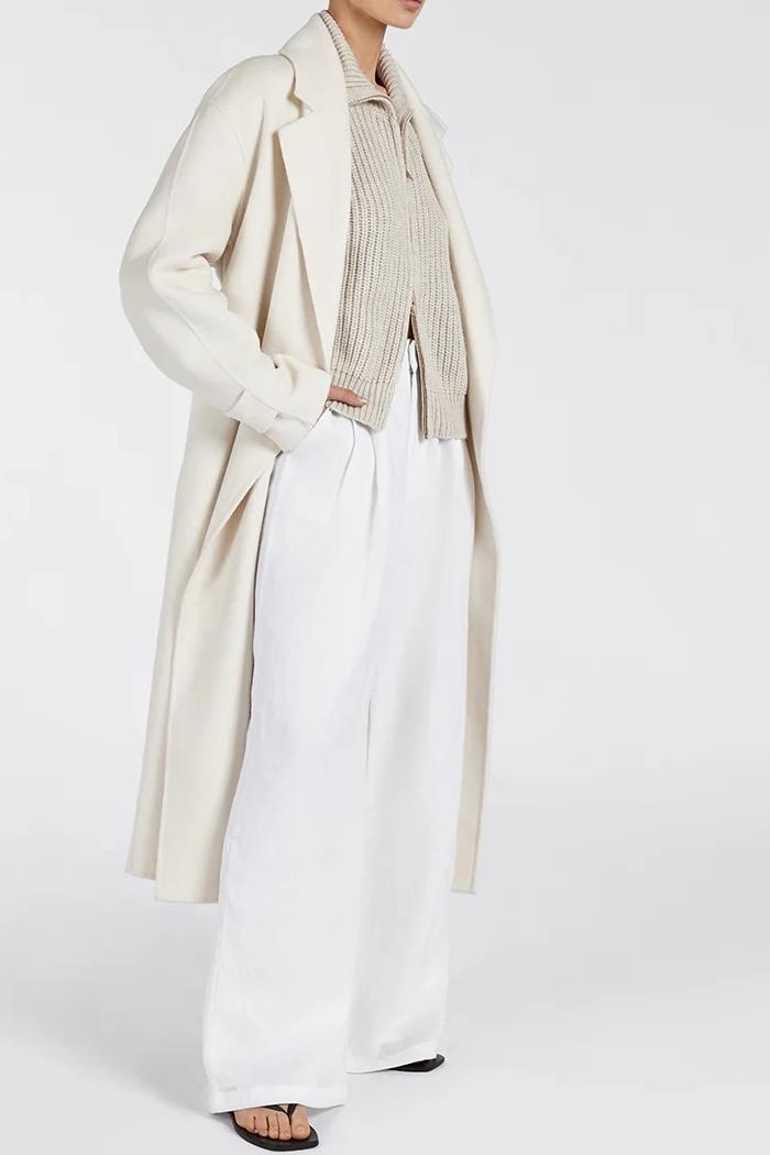 Cream Wool Wrap Coat