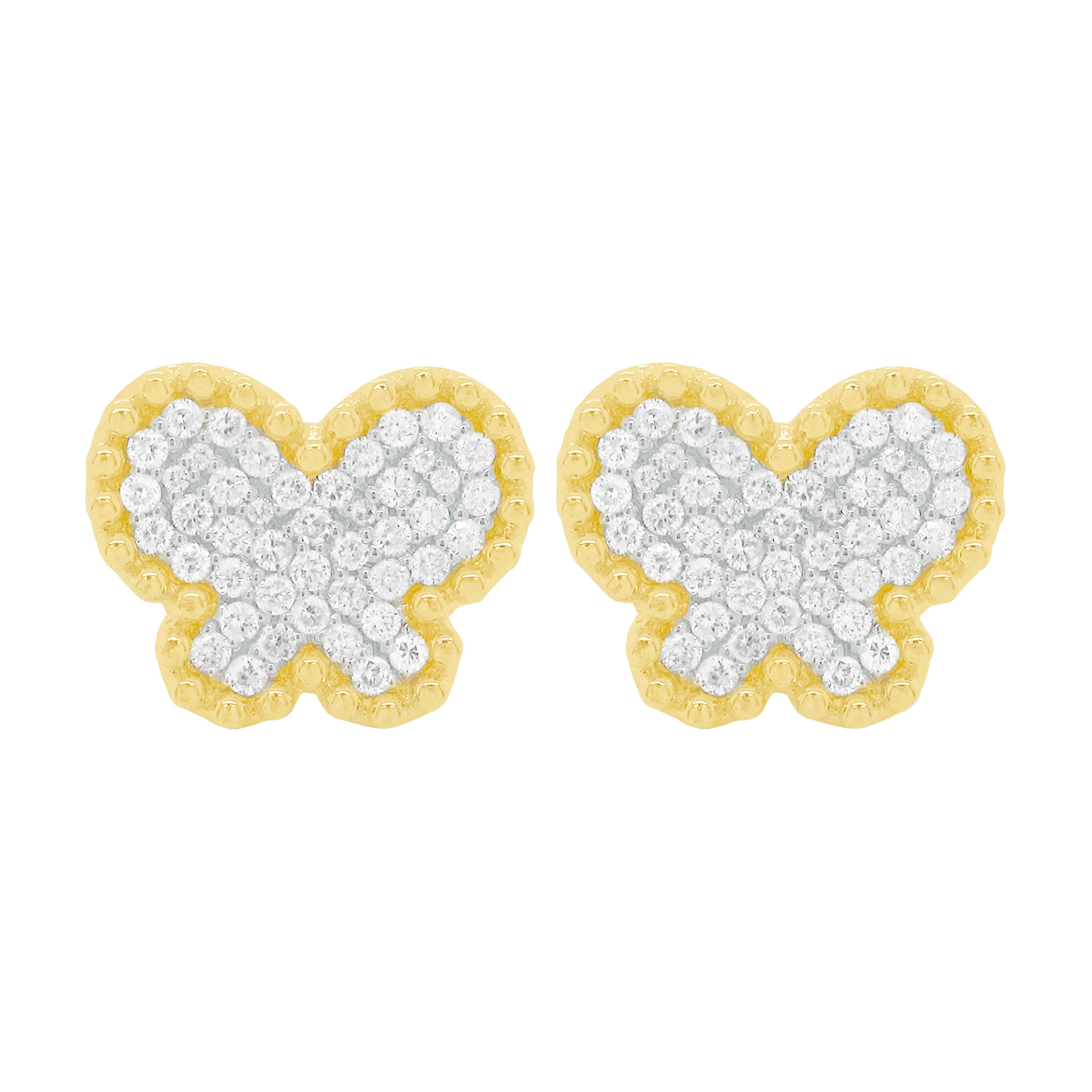 Modern Butterfly Gem Detail Stud Earrings
