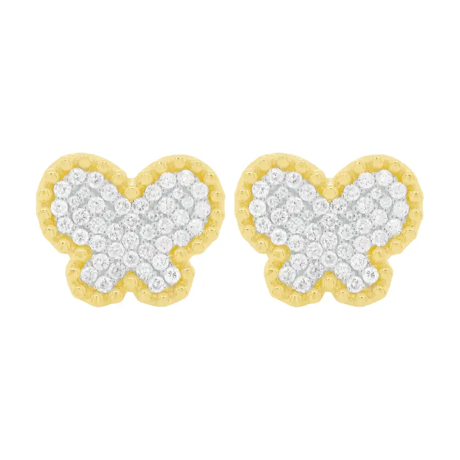 Modern Butterfly Gem Detail Stud Earrings