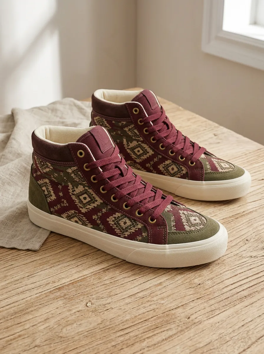 Women's Boho Geometric Pattern Playful High-Top Skate Shoes