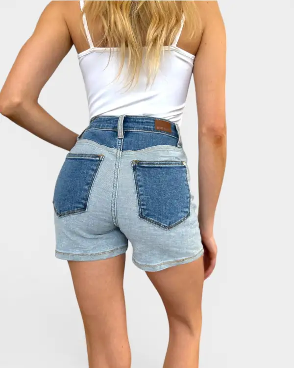 Tone High Rise Denim Shorts