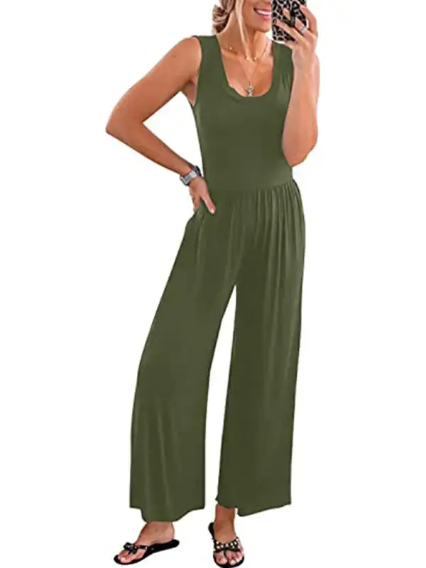 Clean Loose Sleeveless Jumpsuit