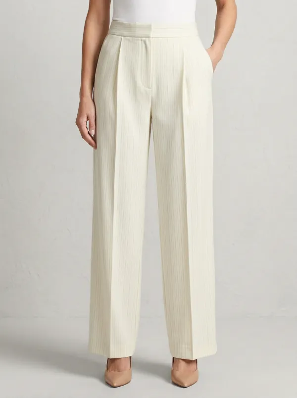 Pinstriped Printed Wide-Leg Trousers