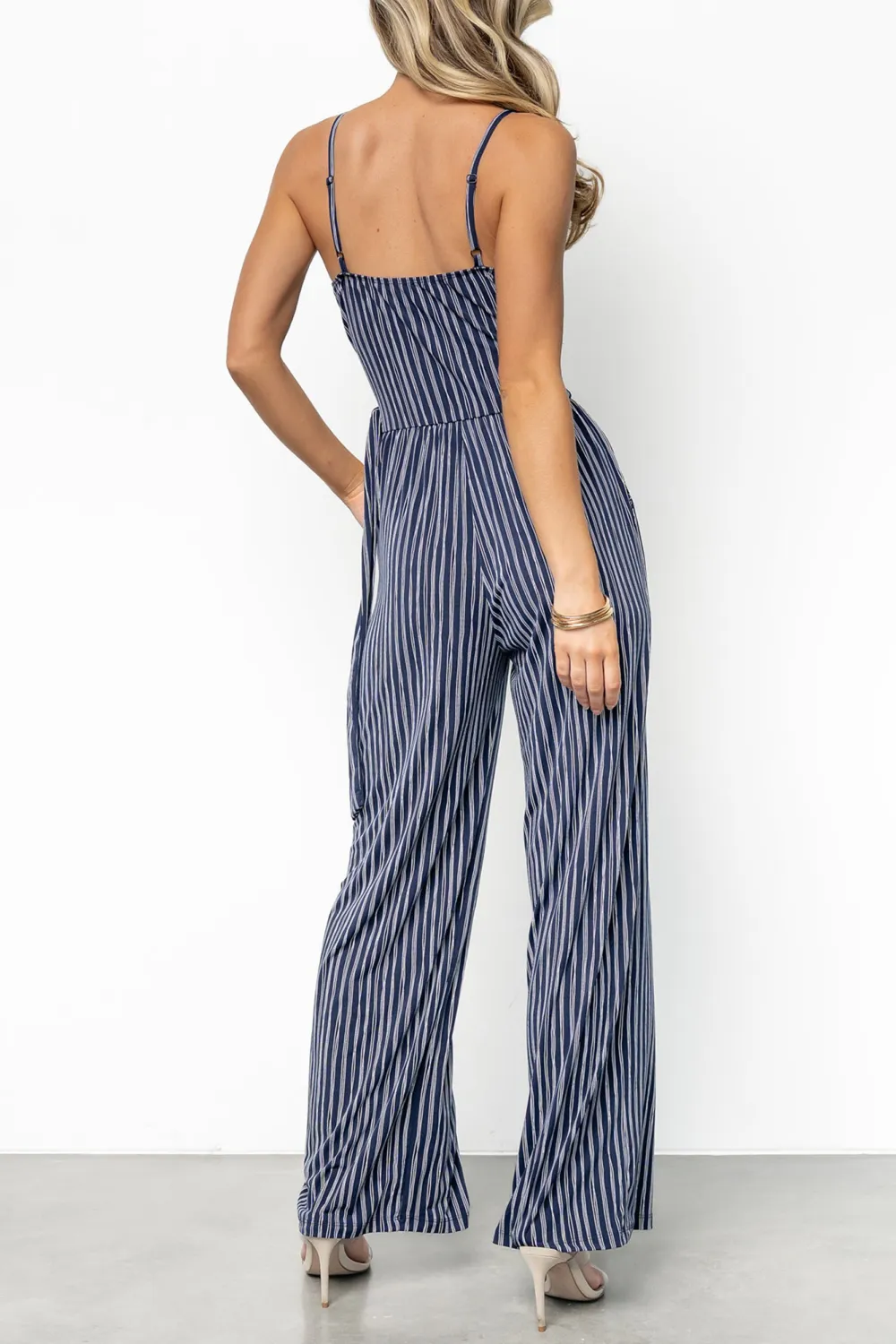 Classic Versatile Casual Breathable Navy Stripe Jumpsuit