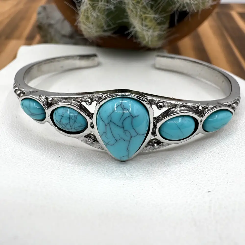 Teardrop Stone Bangle Bracelet