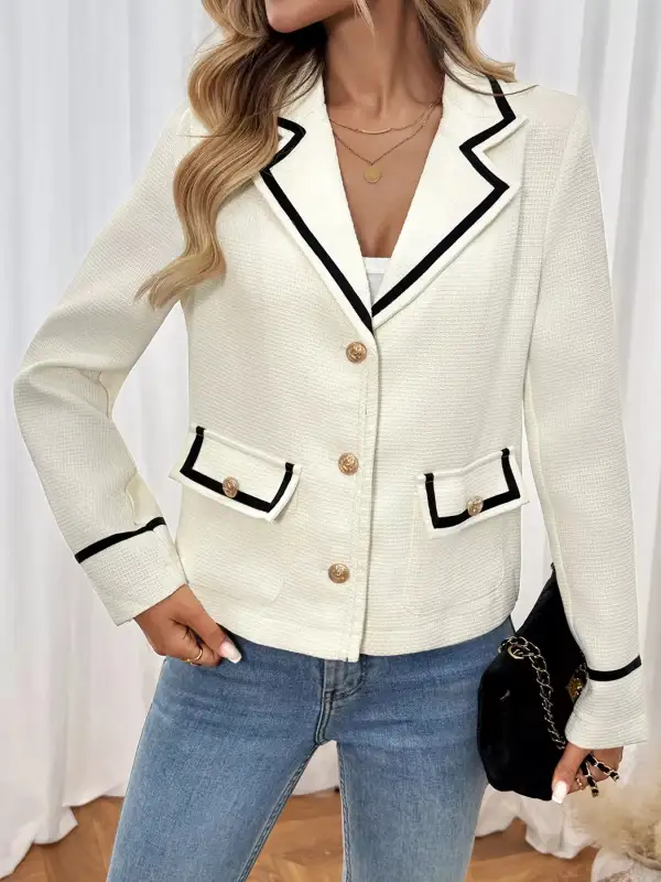 Contrast Trim Button Up Blazer