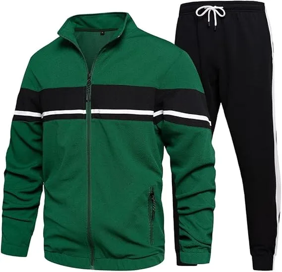 Leading The Better Life Men'S Sweat Suit 2 Piece Outfit Casual Contrast Sports Jogging Tracksuits Set