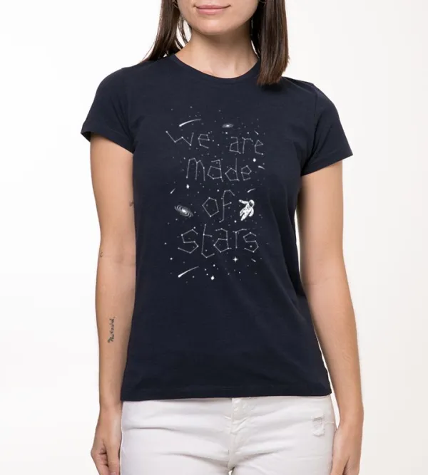 We Are Made of Stars Pattern Navy Blue T-Shirt