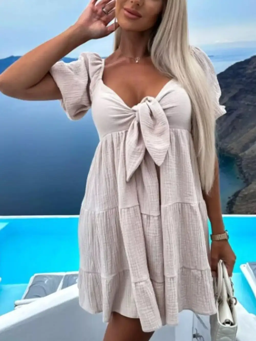 Drape Tiered Mini Dress