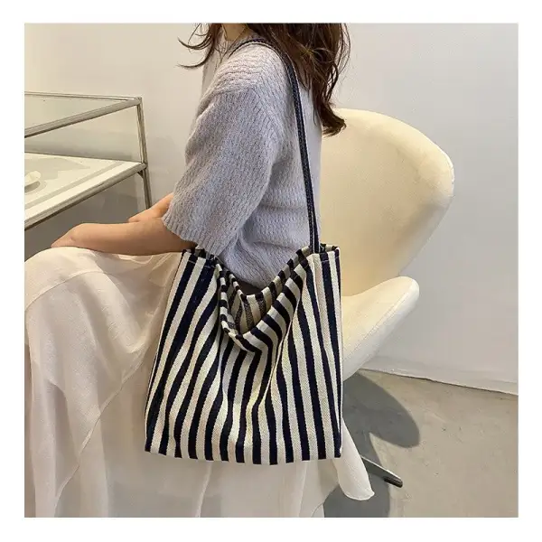 Canvas Striped Casual Shoulder Bag