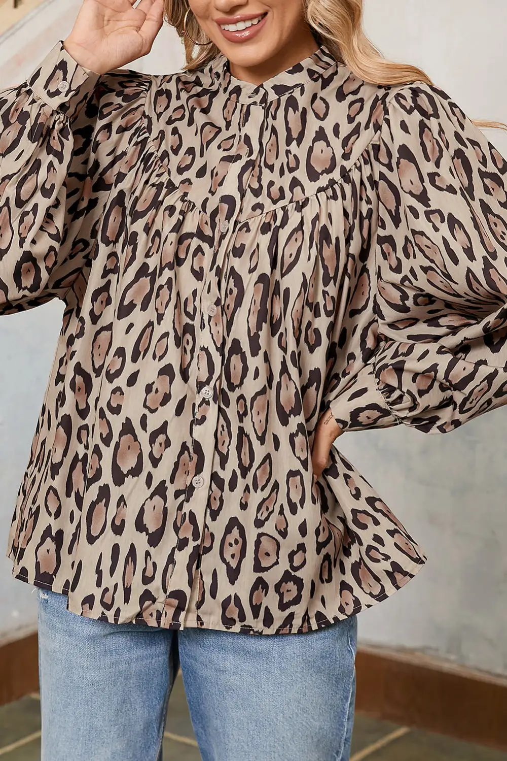Leopard Print Loose Fit Blouse