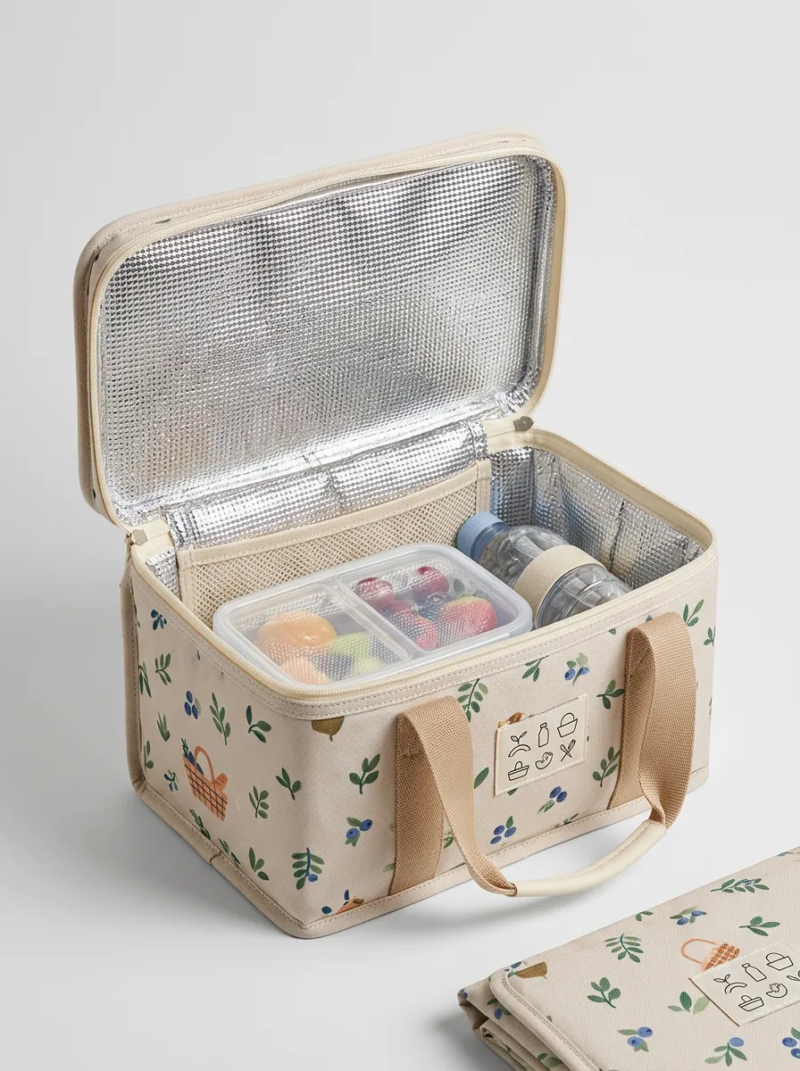 Picnic Lover Botanical Berry Printed Insulated Lunch Bag