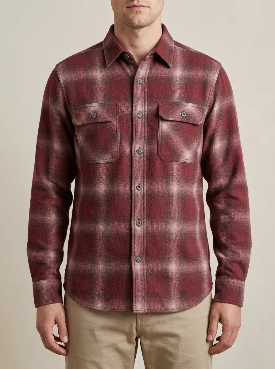 Classic Shape Plaid Long-Sleeve Men's Long-Sleeve Shirt