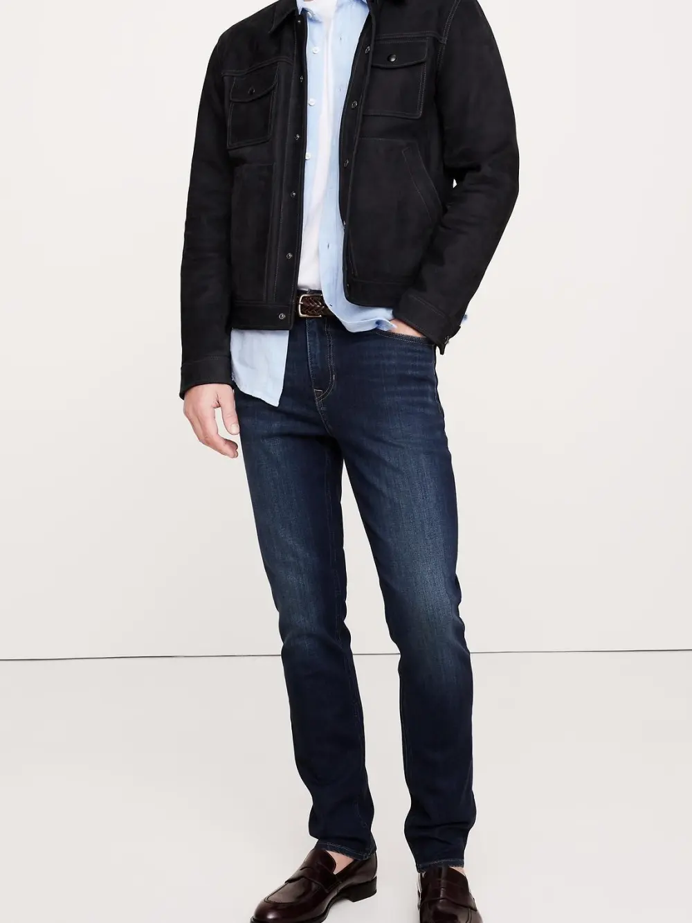 Slim Fit Medium Wash Stretch Fiber Men's Jeans