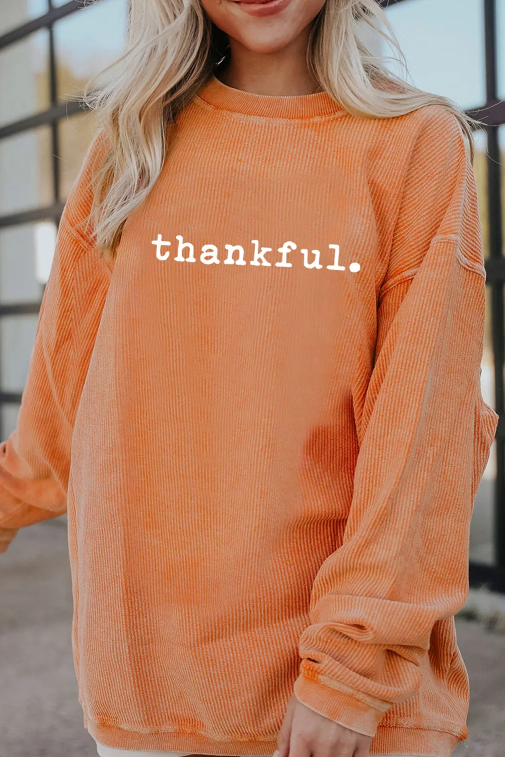 Casual Ribbed Crewneck Sweatshirt