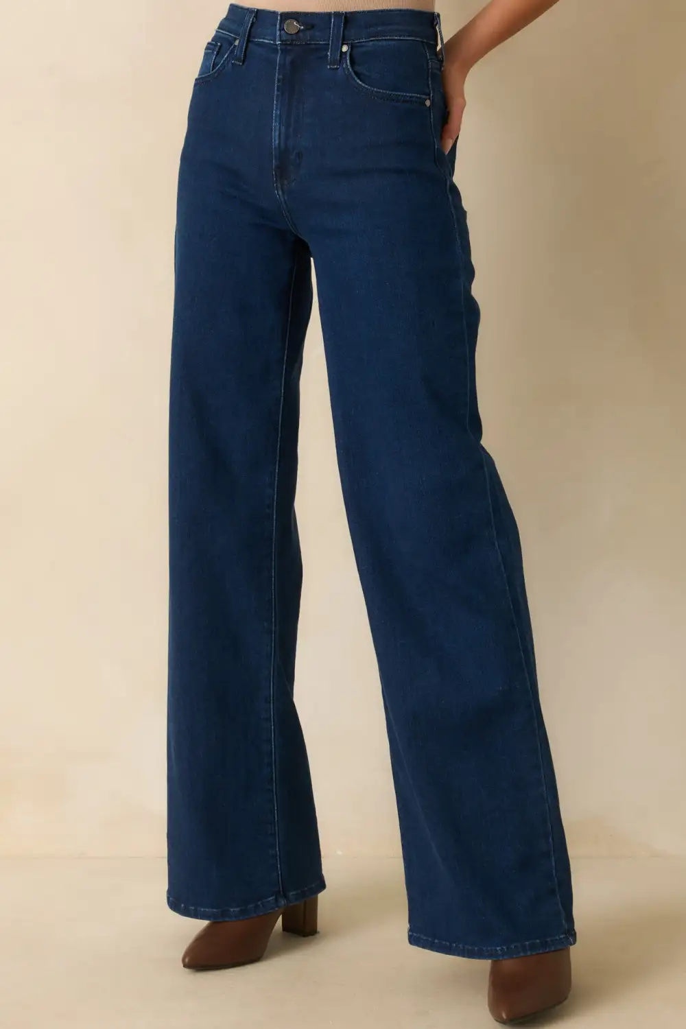 Dark Wash Cotton Wide Leg Jeans