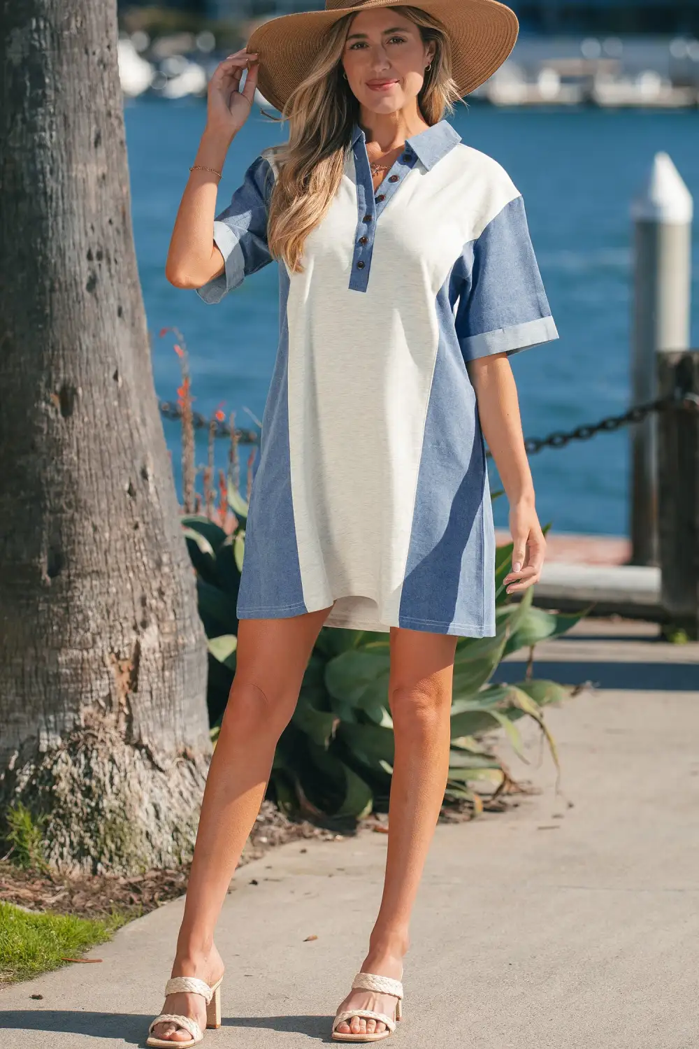Patchwork Denim Dress Casual