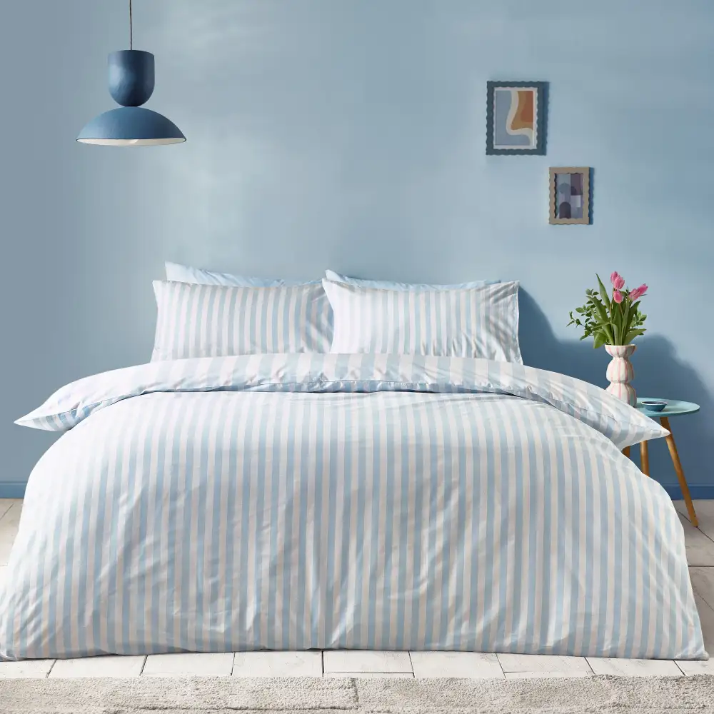Graceful Bedroom Stripe Cotton Duvet Cover Set