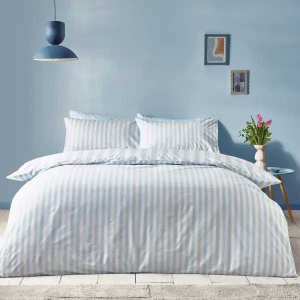 Graceful Bedroom Stripe Cotton Duvet Cover Set