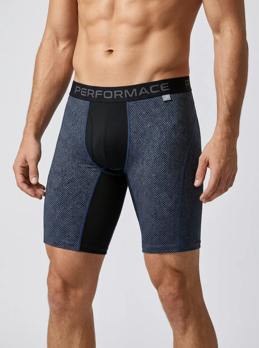 Men's Athletic Geometric Pattern Printed Boxer Briefs