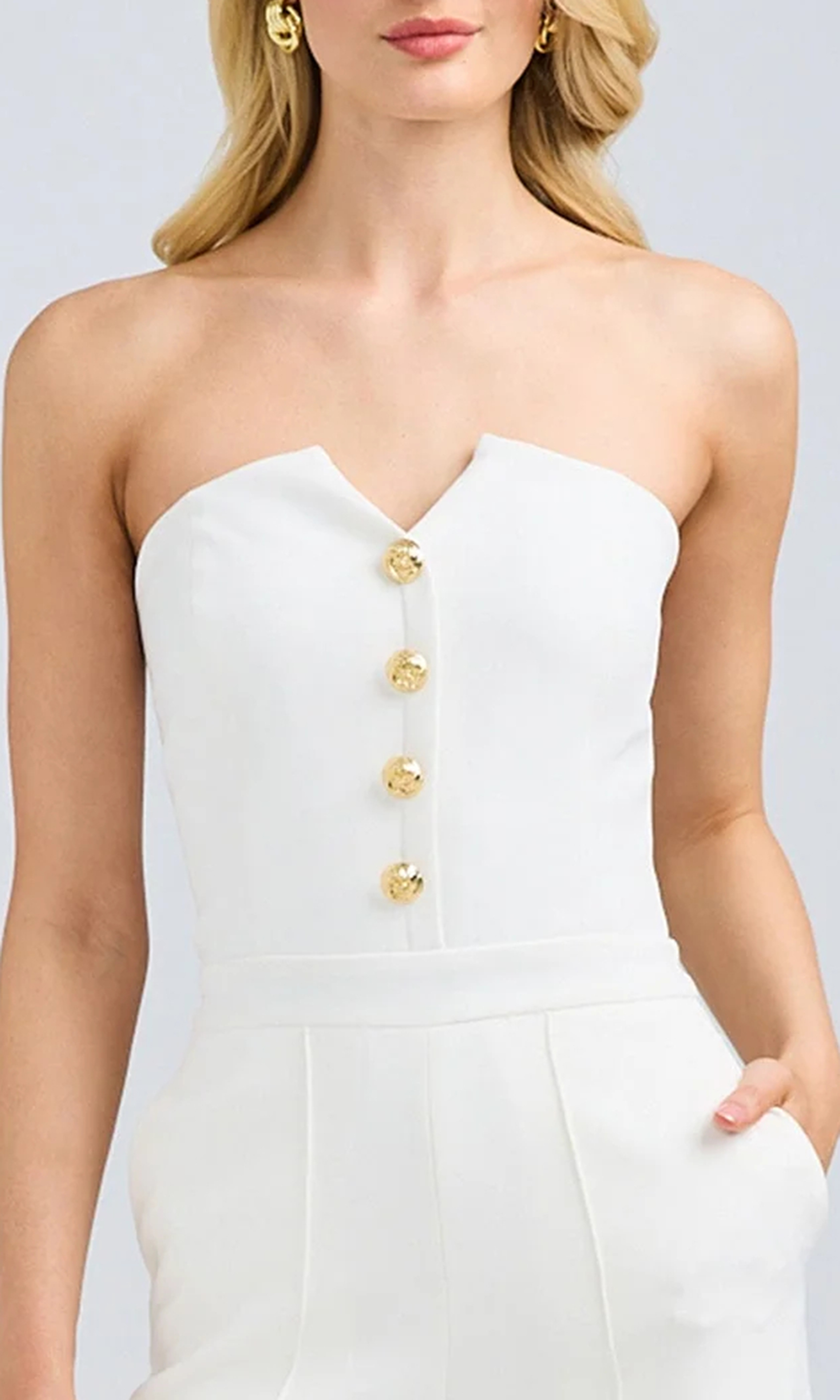 White Sexy Tube Top Jumpsuit