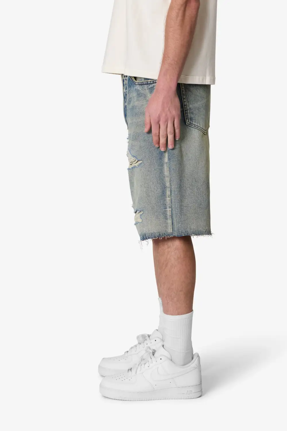 Baggy Frayed Denim Shorts
