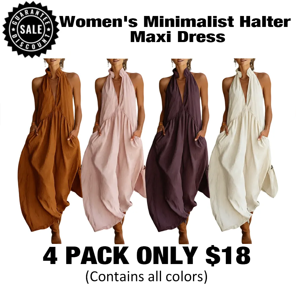 🔥Last Day: 8-Pack Only $24 🔥Women's Minimalist Halter Maxi Dress