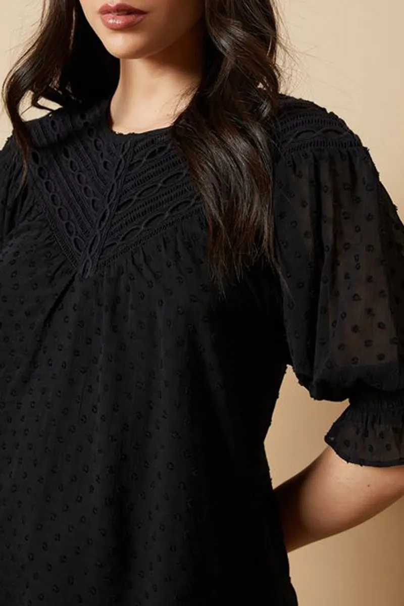 Casual Style Black Boho Top