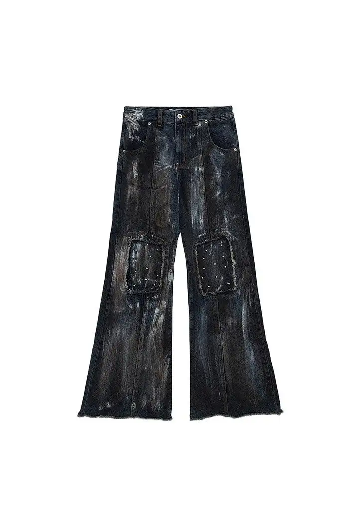 Distressed Jeans With Metal Rivets