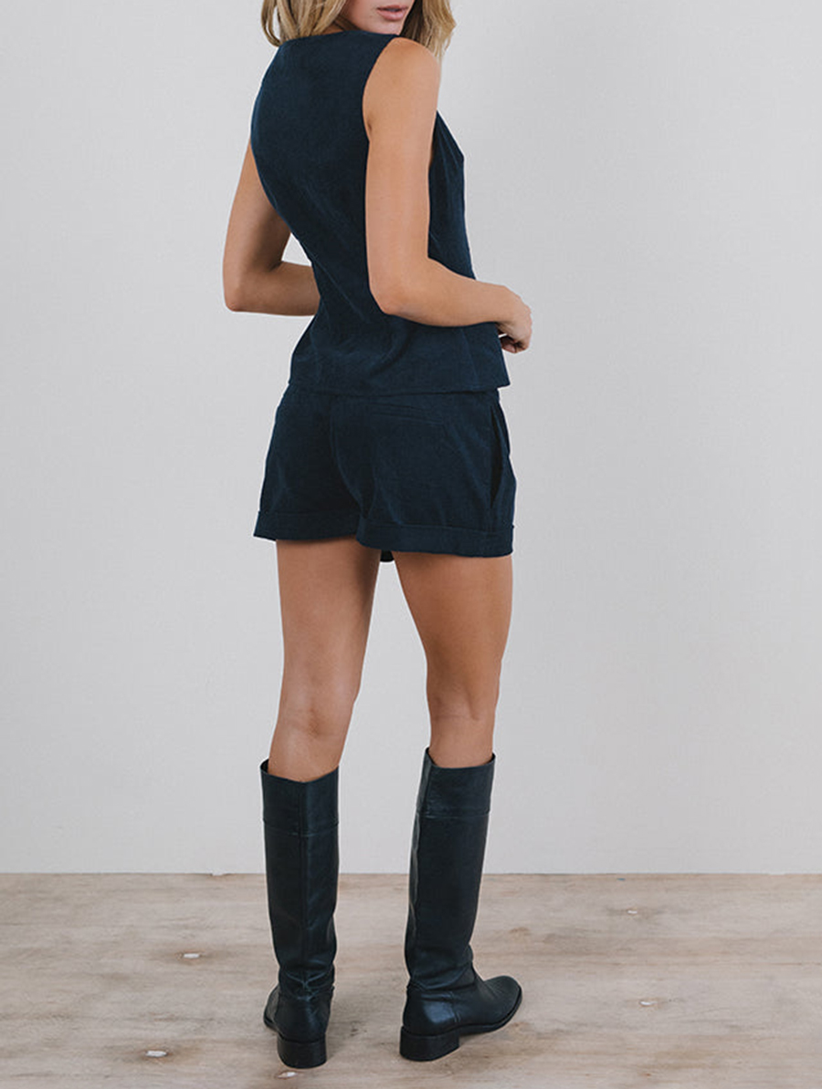 Shorts In Baby Cord Navy