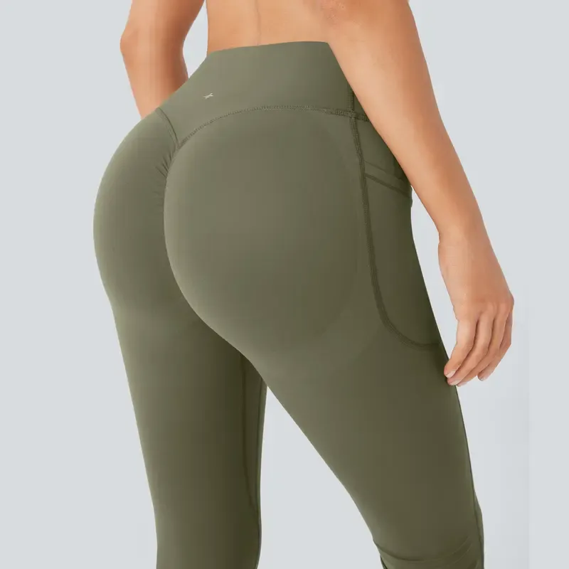 Women's UltraSculpt SoCinched High Waisted Scrunch Butt Lifting Tummy Control Pocket Shaping Yoga Bootcut Leggings