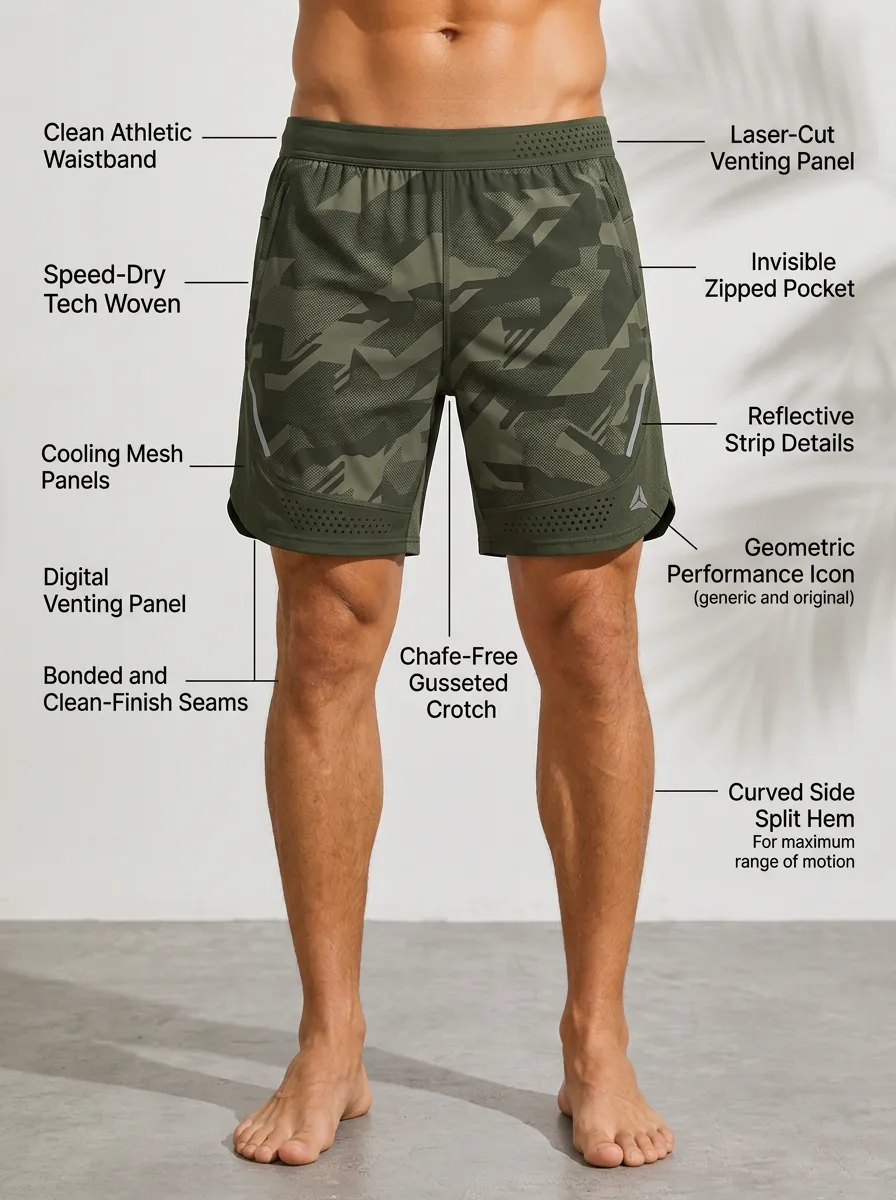 Men's Athletic Training Camo Printed Performance Shorts