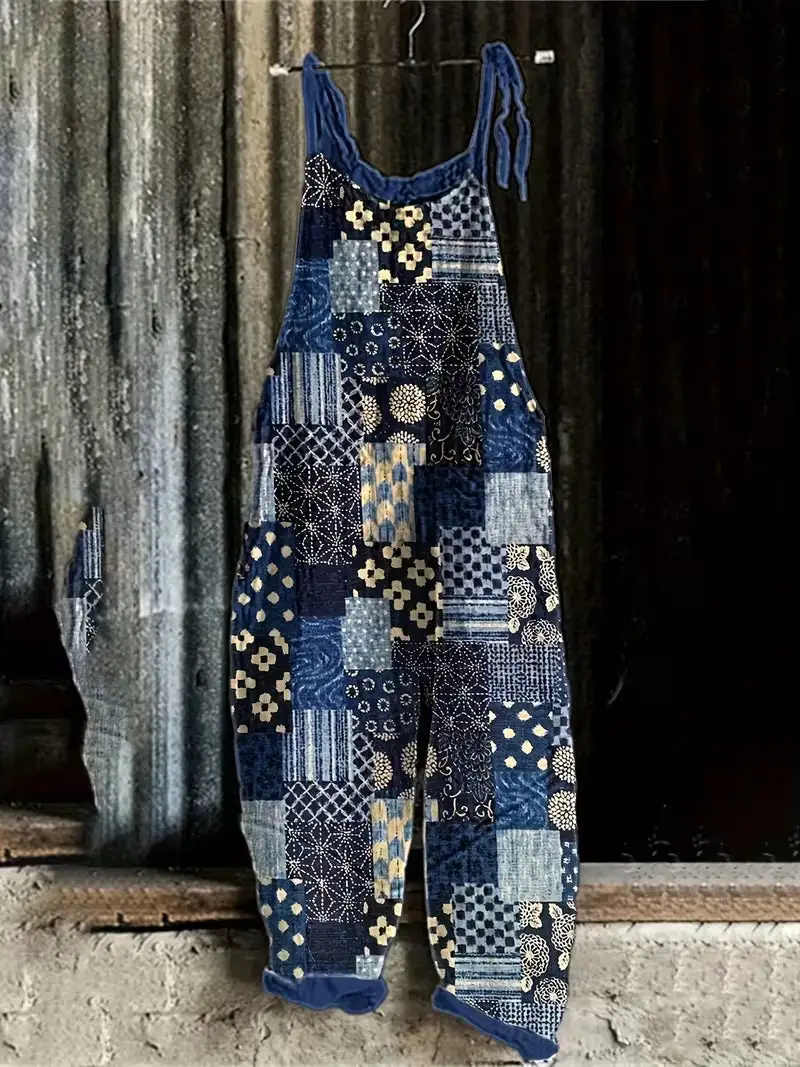 Women' Fun Print Wide-Leg Suspender Overalls