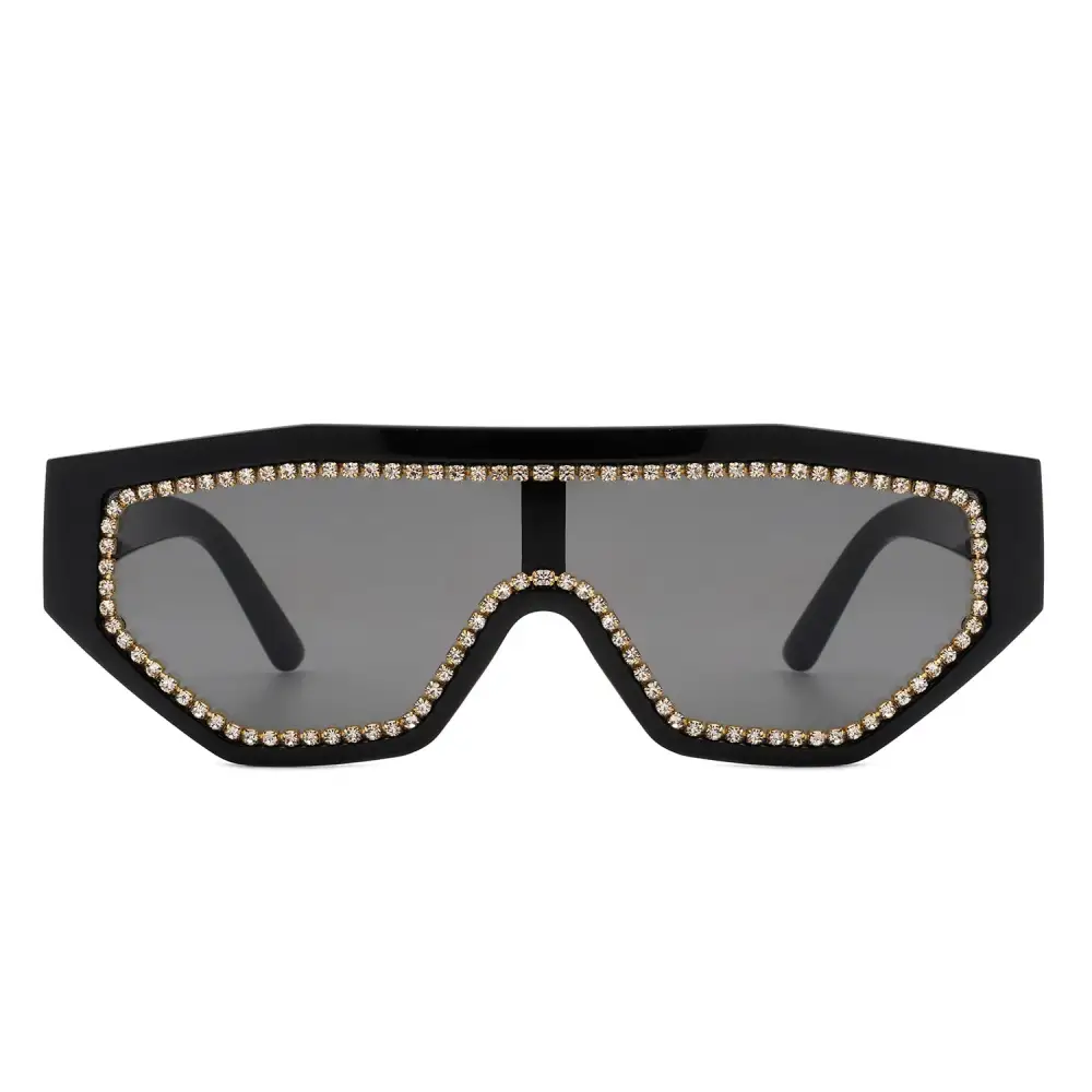 Glossy Square Geometric Frame Sunglasses