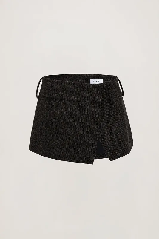Graphite Tweed Low-Rise Skirt