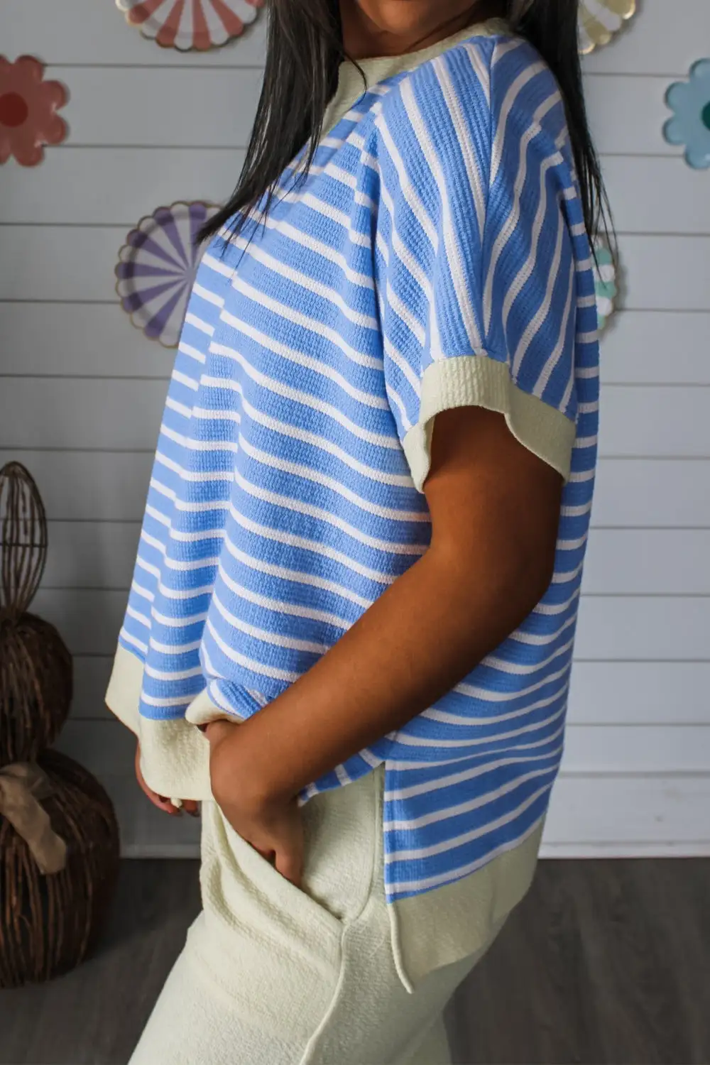 Striped Short Sleeve Casual Top