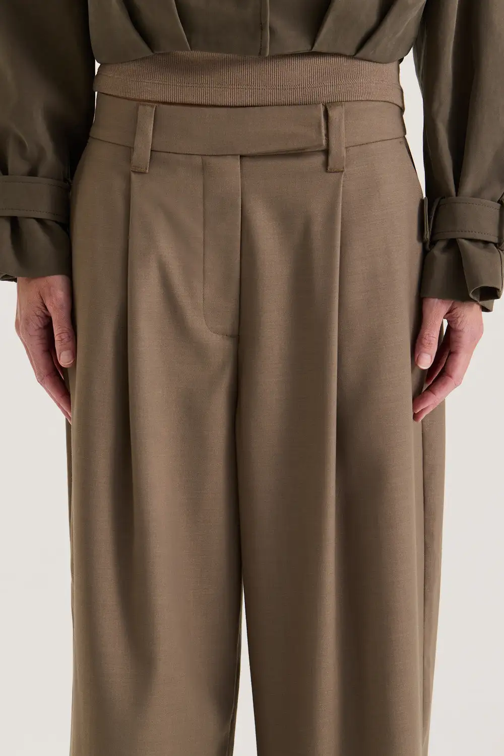 Taupe Relaxed Low-Rise Trouser