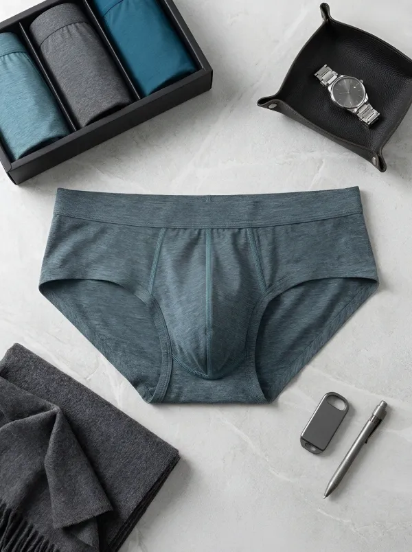 Men's Solid Color Heathered Cotton Printed Briefs