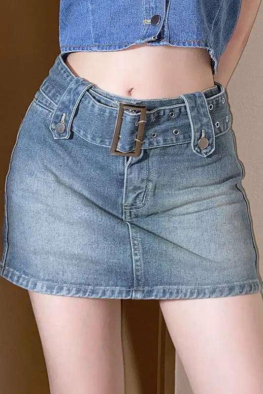 Denim Mini Flowing Skirt