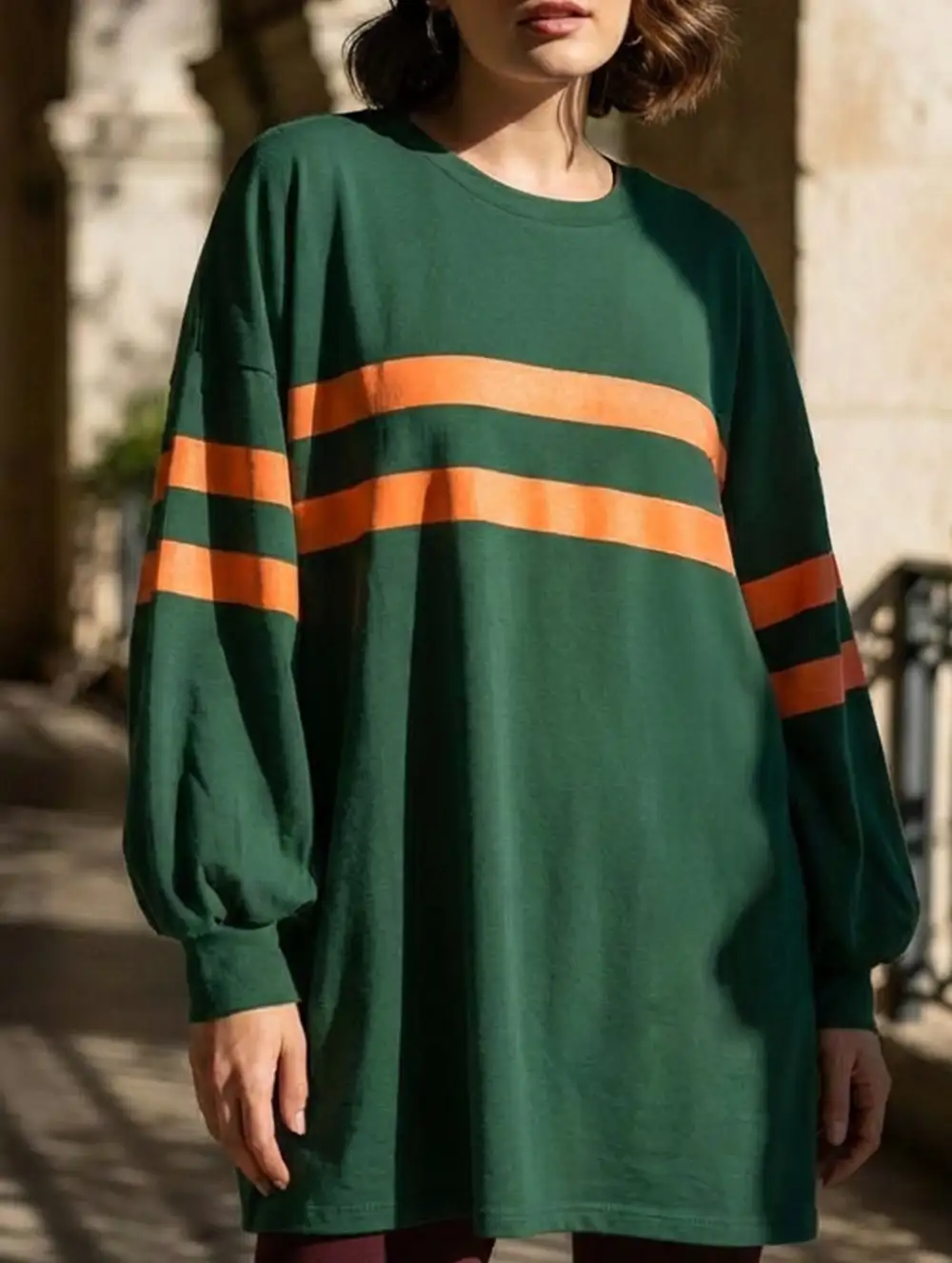 Striped Crew Neck Loose Sweatshirt