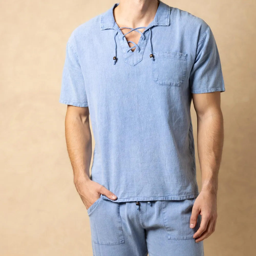 Leisure Pocket Front Long Sleeve Button Shirt