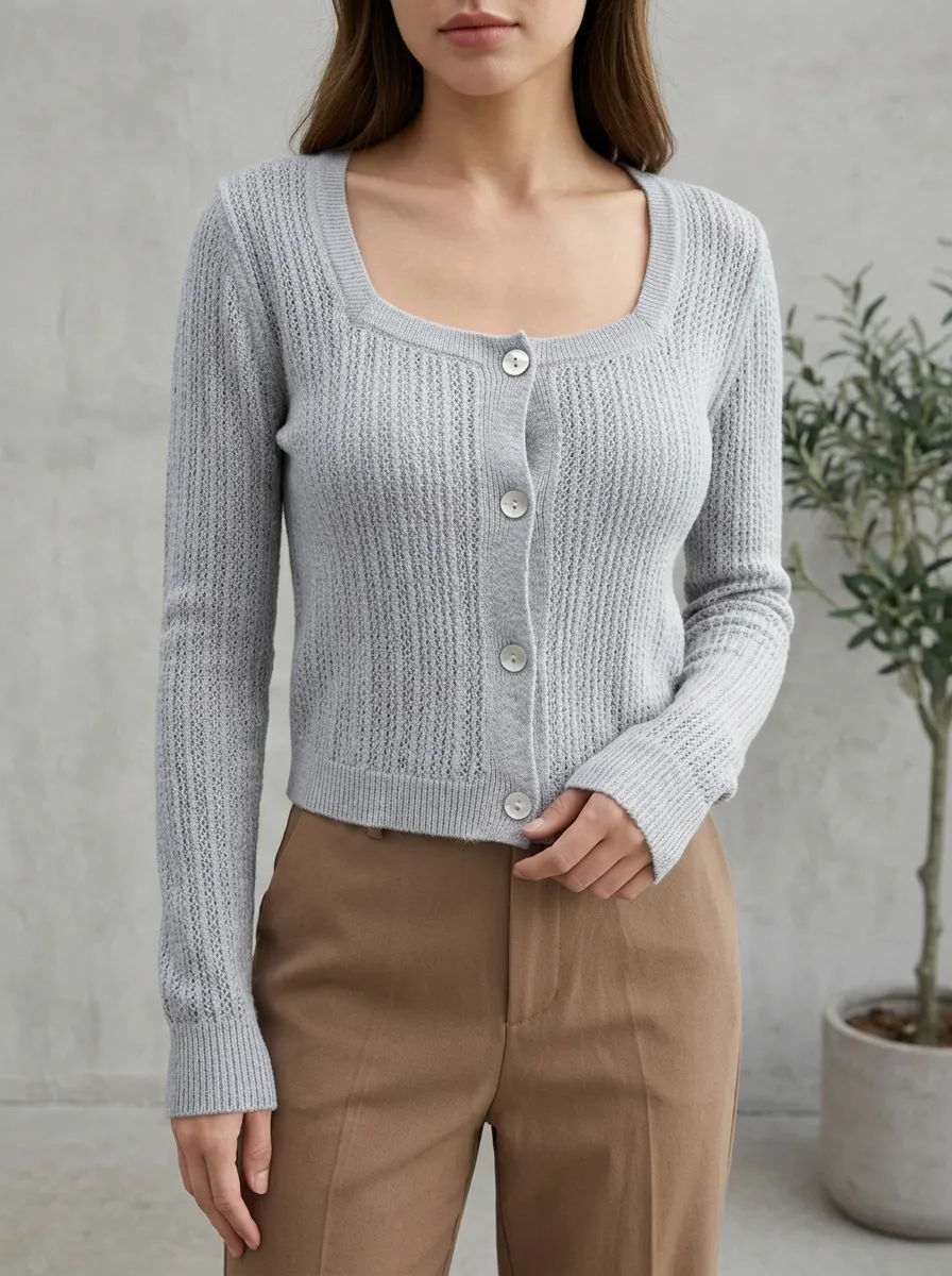 Women's Relaxed Ribbed Knit Cardigan