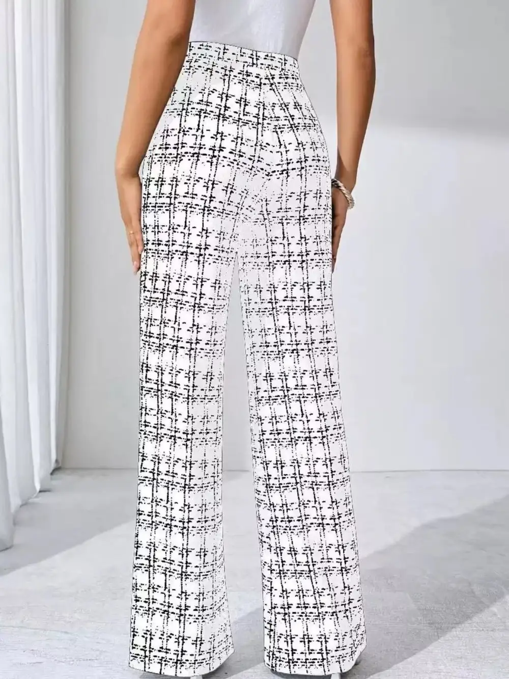 Wide Leg Plaid Casual Versatile Pants