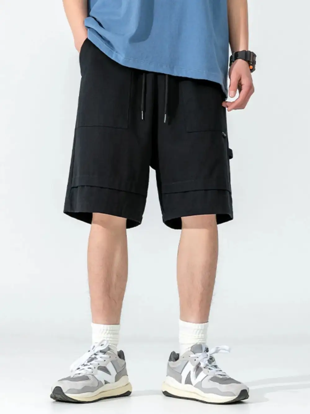 Clean Drawstring Cotton Blend Casual Shorts